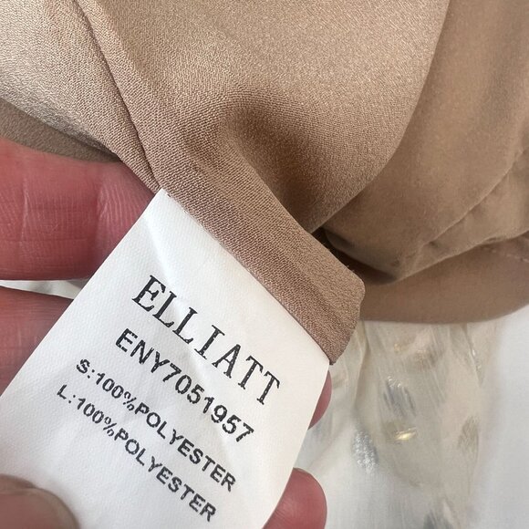 ELLIATT Marta Dress Sheer Ruched Mini Dots Ivory Metallic Gold Cocktail Small - Picture 12 of 14